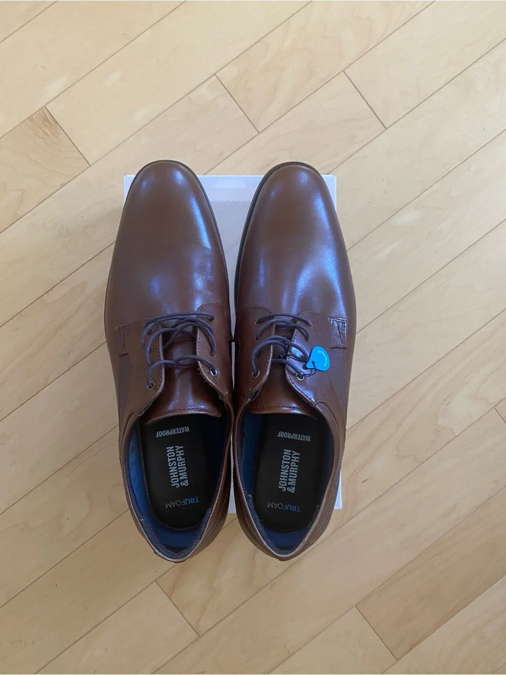 Johnston & Murphy Holcomb Waterproof Leather Brown Plain Toe Derby Shoes